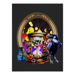 The Raven And The Skull Hourglass Poster