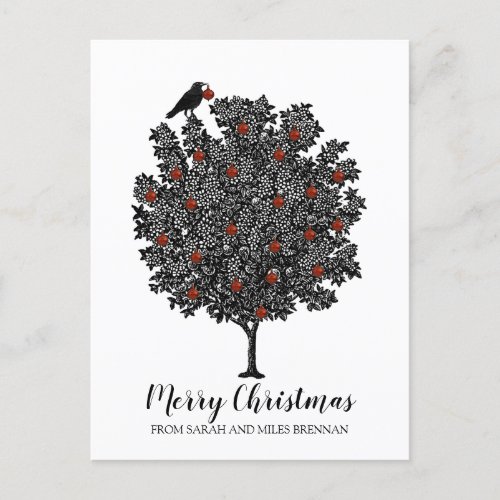 The Raven Bird Decorates The Christmas Tree Holiday Postcard