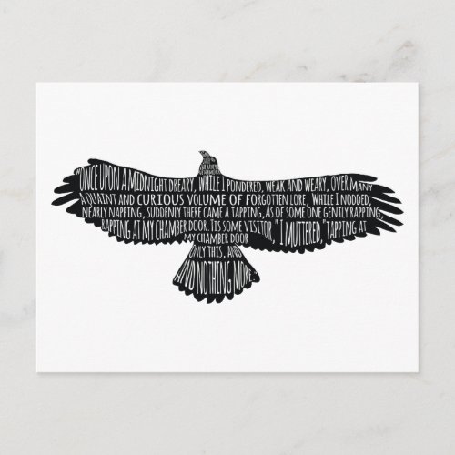 The Raven by Edgar Allan Poe Typography Postcard