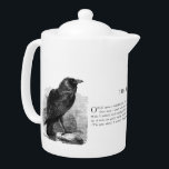 The Raven by Edgar Allen Poe Teapot<br><div class="desc">A beautiful vintage engraving of a raven accompanied by the opening from Edgar Allen Poe's "The Raven" from a vintage 1875 children's book. Design copyright © 2012 Vintagerie Ephemera Ye Olde Curio Shoppe.</div>