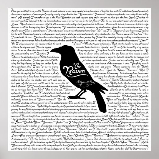 The Raven Complete Poem by Edgar Allan Poe Poster | Zazzle.com