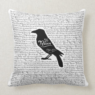 The Raven Complete Poem by Edgar Allan Poe Throw Pillow