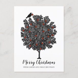 The Raven Decorates The Christmas Tree Holiday Postcard