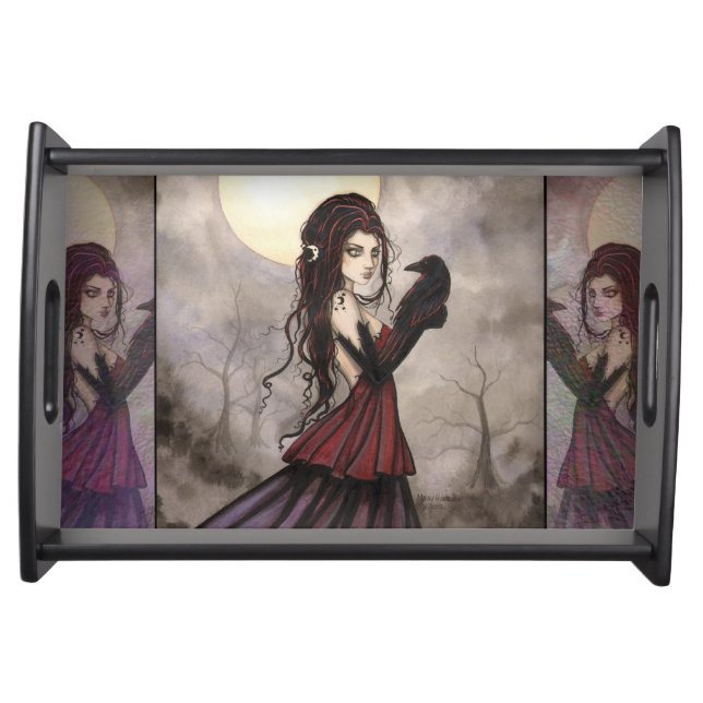 The Raven Gothic Fantasy Art Serving Tray (Front)