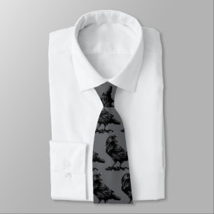 The Raven Halloween Black Bird Goth Neck Tie