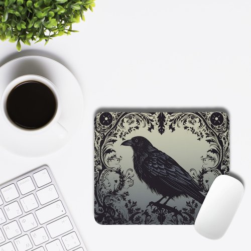 The Raven Halloween Black Gothic Mouse Pad
