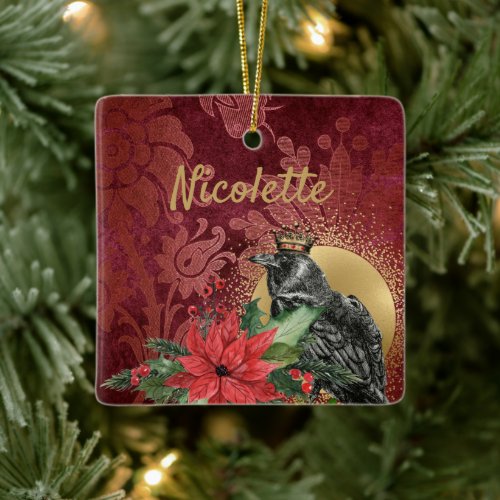 The Raven King Gothic Large Christmas   Ceramic Ornament