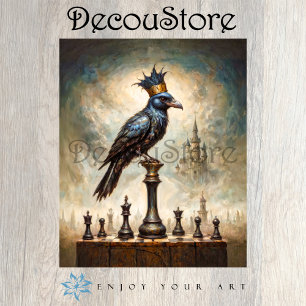 The Raven King on Chessboard Decoupage Tissue Paper