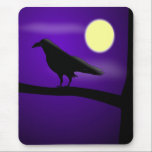 The Raven - Mouse Pad<br><div class="desc">This bird is a symbol of a scary Halloween bird.. This raven is sitting on a branch of a tree. The moon is shining bright. A few clouds are around the moon. This mousepad will make a great addition to your Halloween decor in the office.</div>