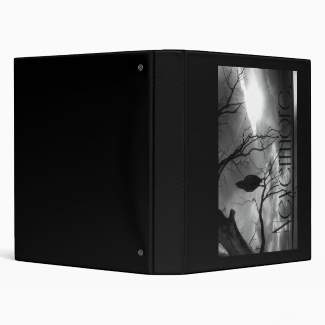 The Raven - Nevermore Sunbeams Tree B&W 3 Ring Binder (Background)