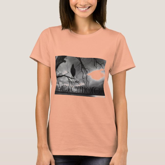 The Raven - Nevermore Sunbeams & Tree B&W T-Shirt (Front)