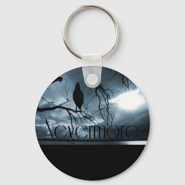 The Raven - Nevermore Sunbeams & Tree Blue Keychain (Front)