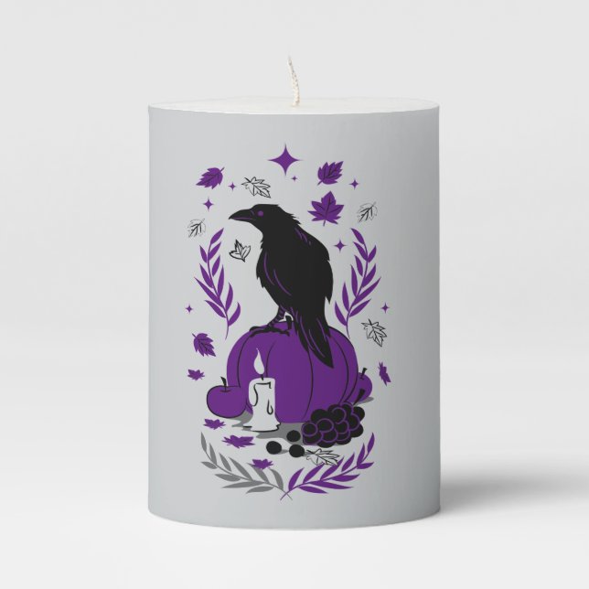 The Raven of Autumn – A Maryland Gothic Tribute  Pillar Candle (Front)