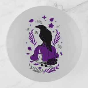 The Raven of Autumn Gothic Trinket Tray