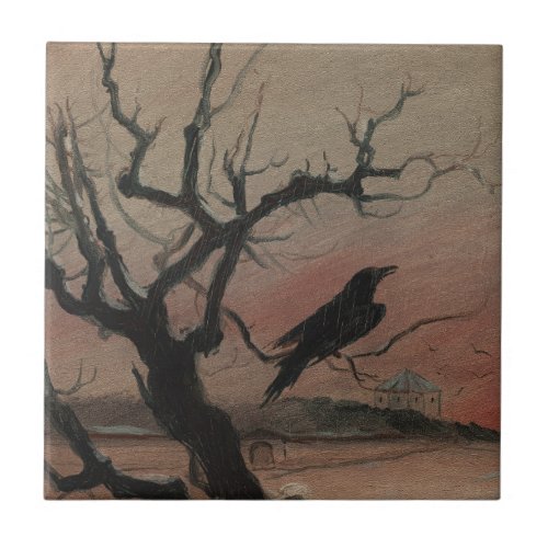 The Raven of Karlstejn 1882 Ceramic Tile