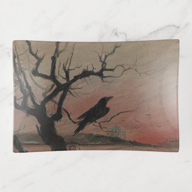 The Raven of Karlstejn, 1882 Trinket Tray (Front)