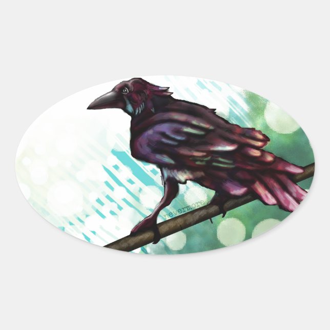 The Raven Oval Sticker (Front)