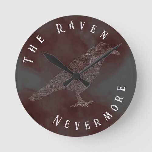 The Raven Poem Round Clock