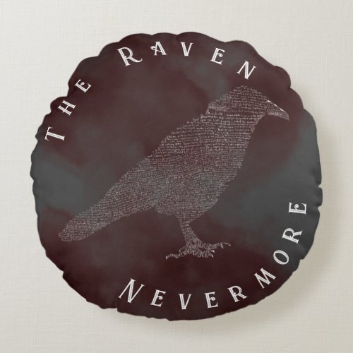 The Raven Poem Round Pillow