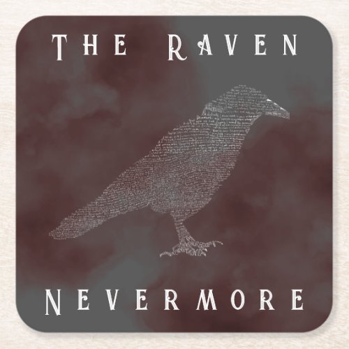 The Raven Poem Square Paper Coaster