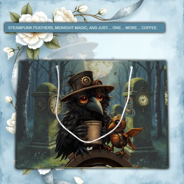 The raven powered by Coffee Large Gift Bag (Creator Uploaded)