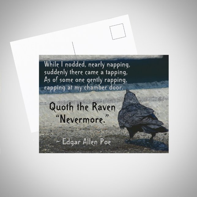 The Raven Quote Edgar Allen Poe's Nevermore Gothic Postcard (Creator Uploaded)