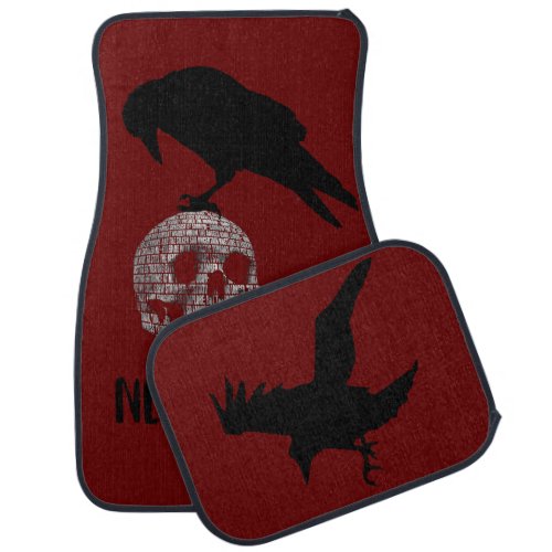 The Raven Skull Gothic Design Car Floor Mat