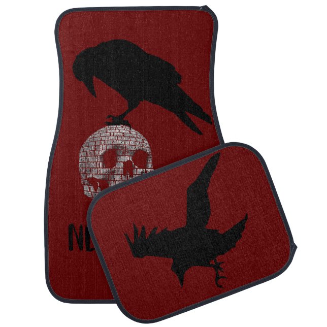 The Raven Skull Gothic Design Car Floor Mat (Set)