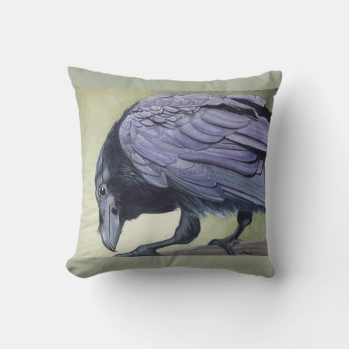 The Raven Throw Pillow Black Crow Diablo Art Piece