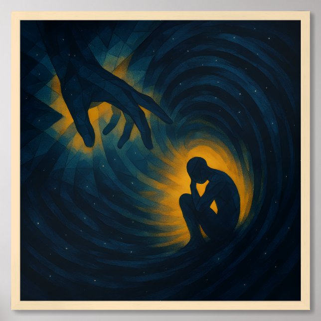 The Reaching God – A Divine Presence in Solitude Framed Art (Framed Front)