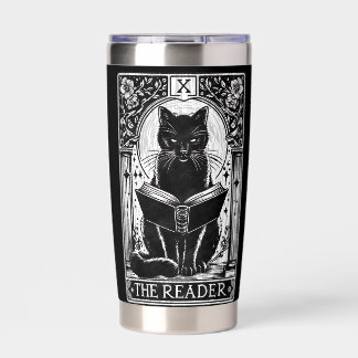 The Reader Black Cat Tarot Card Insulated Tumbler