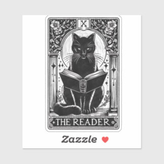 The Reader Black Cat Tarot Card Sticker