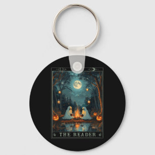 The Reader Bookish Cute Spooky Ghost Reading Book Keychain