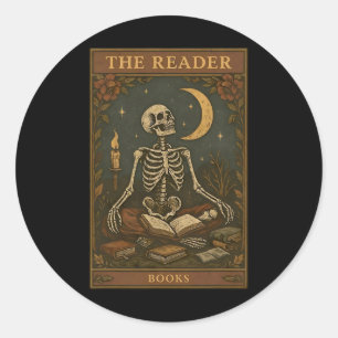 The Reader Books Tarot Card Book Reading Teacher H Classic Round Sticker