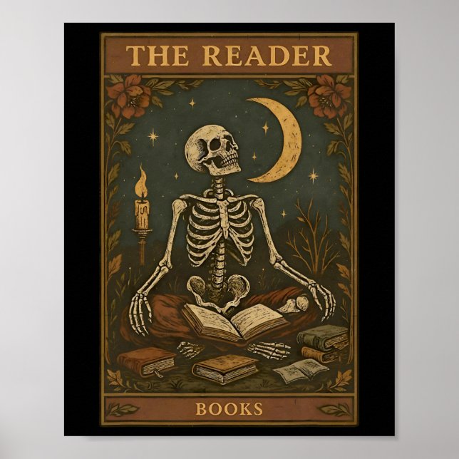 The Reader Books Tarot Card Book Reading Teacher H Poster (Front)