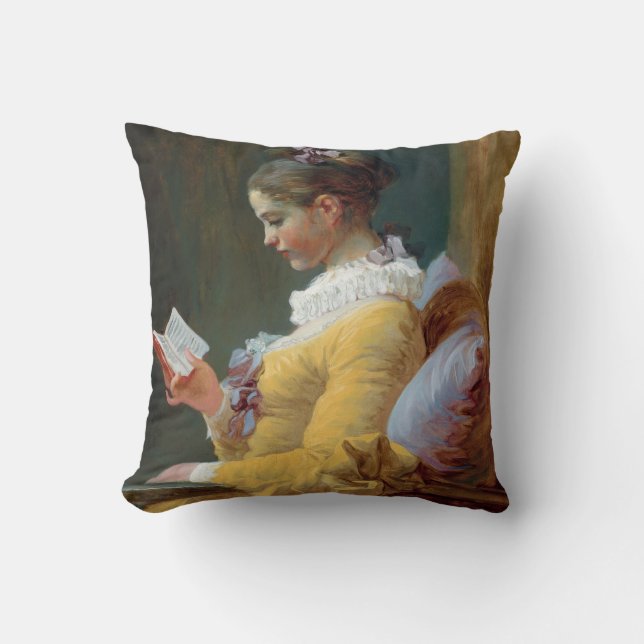 The Reader, Fragonard Throw Pillow (Front)