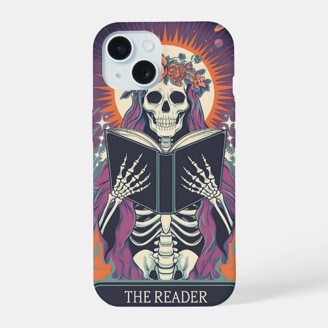 The Reader: Mystical Skeleton Tarot  Iphone Case (Back)