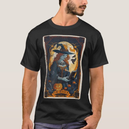 The Reader Retro Distressed Witch Halloween Tarot  T_Shirt