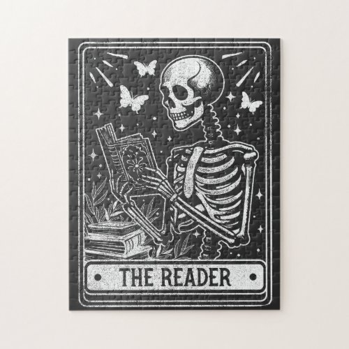 The Reader Skeleton Reading Booklover Halloween Jigsaw Puzzle