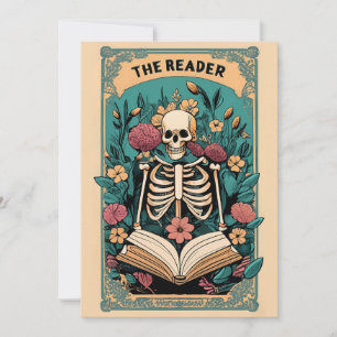 The Reader Skeleton Tarot Card Flat Holiday Card