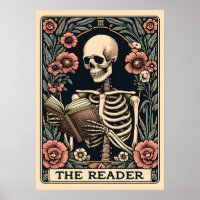 The Reader Skeleton Tarot Card