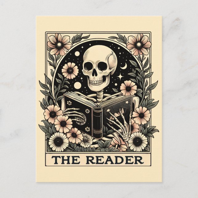 The Reader Skeleton Tarot Card Poster (Front)