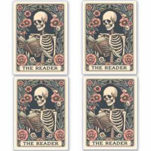 The Reader Skeleton Tarot Card Sticker