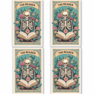 The Reader Skeleton Tarot Card Sticker