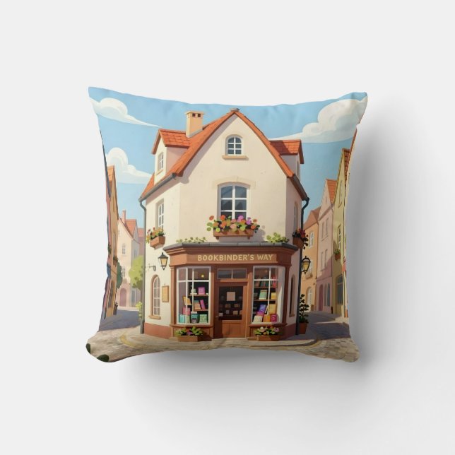 The Reading Corner – Cozy Book Nook Throw Pillow (Front)