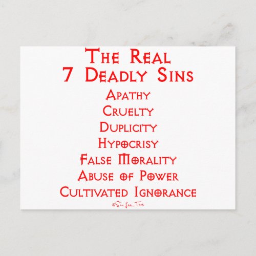 The REAL 7 Deadly Sins Postcard
