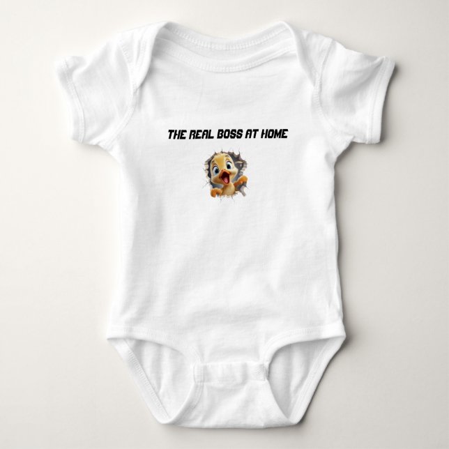 The Real Boss at Home Baby Bodysuit (Front)