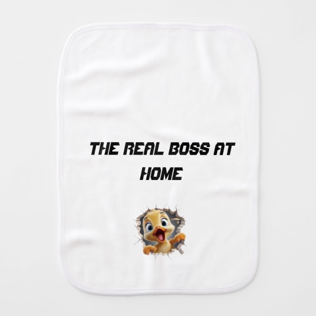 The Real Boss at Home Baby Burp Cloth (Front)