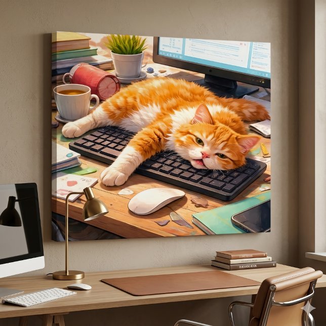 The Real Boss Relaxed Tabby Cat Faux Canvas Print (Creator Uploaded)