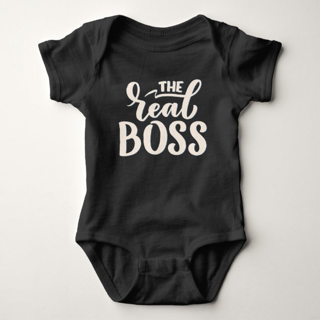 The Real Boss (The Boss) Matching Mommy & Me Baby Bodysuit (Front)